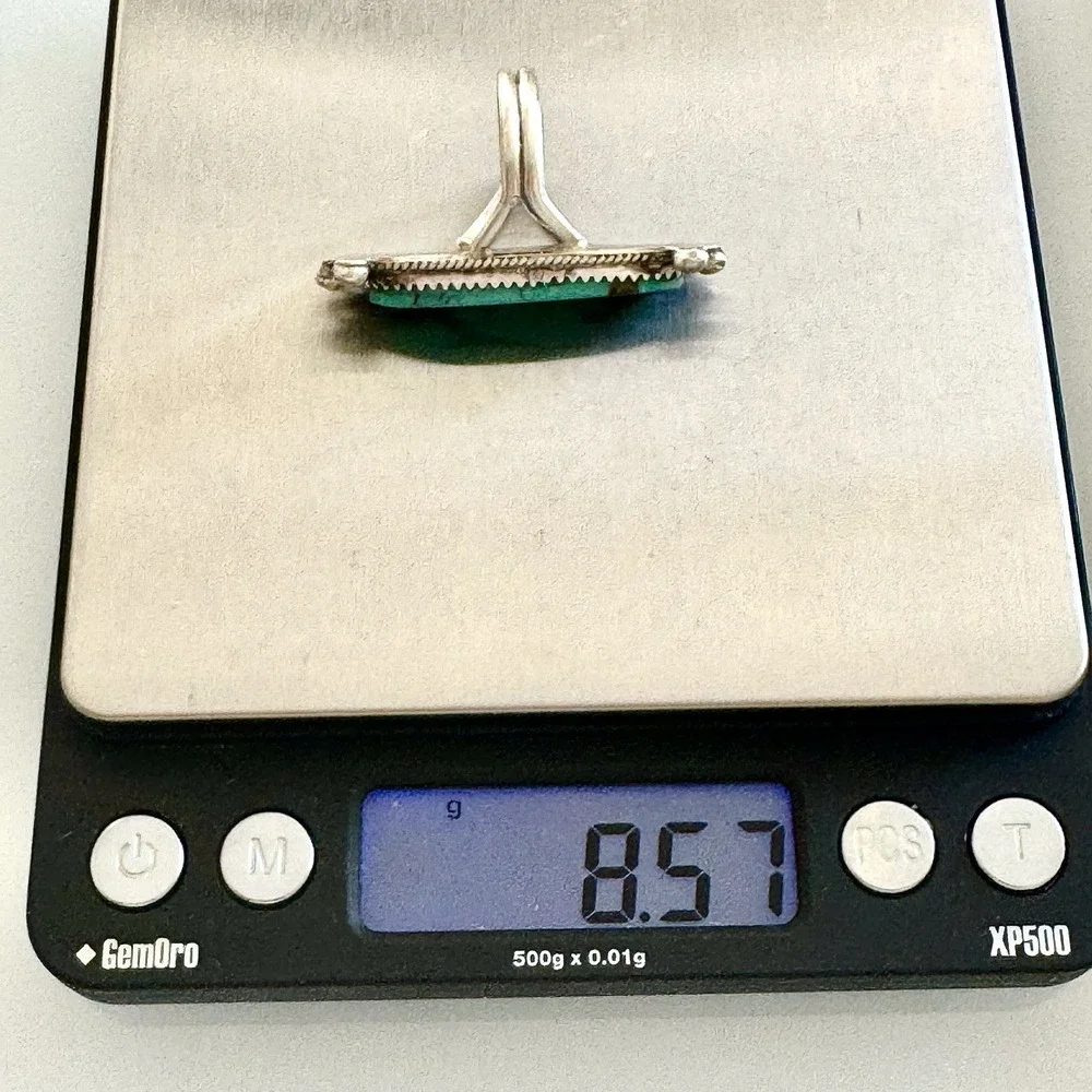 Navajo Turquoise Ring‎ Sz 8 Flat Cab Sterling Signed Selina Warner Native Amer